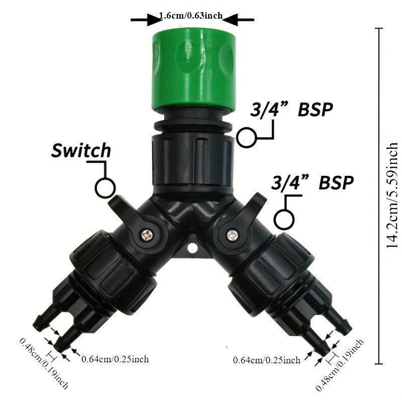 4 yo‘nalishli tomchilatib sug‘orish adapteri 1/4 dyuymli shisha uchun, oqimni boshqarish valfi bilan bog‘lash uchun bog‘dorchilik sug‘orish tizimi
