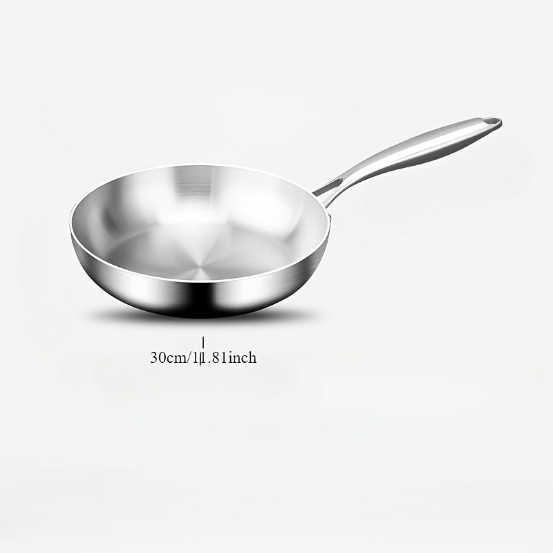 304 Stainless Steel Frying Pan Nonstick Uncoated for Gas Induction Stoves