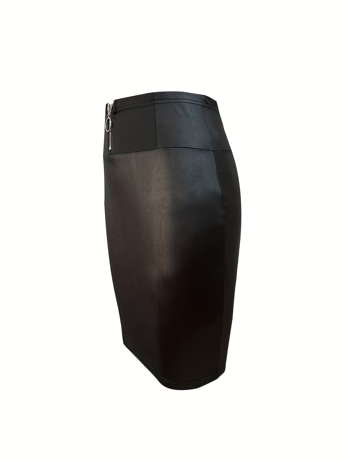 Plus Size Women's Black Stretchy Bodycon Skirt Zipper Machine Washable