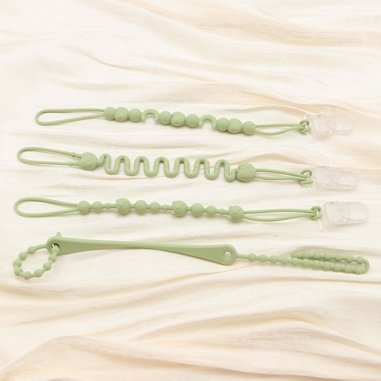 4-Pack Silicone Toy Straps for Binkies and Teethers Adjustable Multicolor