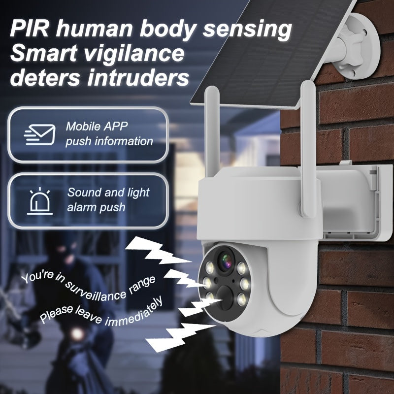 Outdoor WiFi Security Camera with AI Motion Detection Color Night Vision Two-Way Audio Waterproof Solar Powered