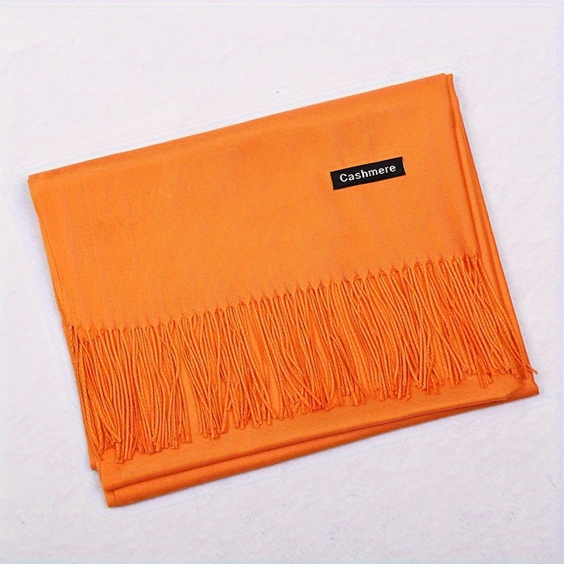 Bufanda unisex neutra de lana con flecos para otoño e invierno cálida y suave