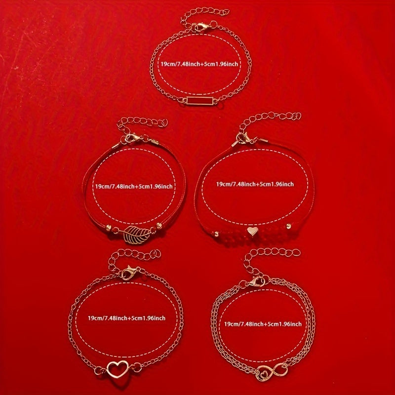 6 ta ayollar uchun rhinestone yurak quartz soatlari to'plami, charm bilaguzuklar va bilakuzuklar bilan