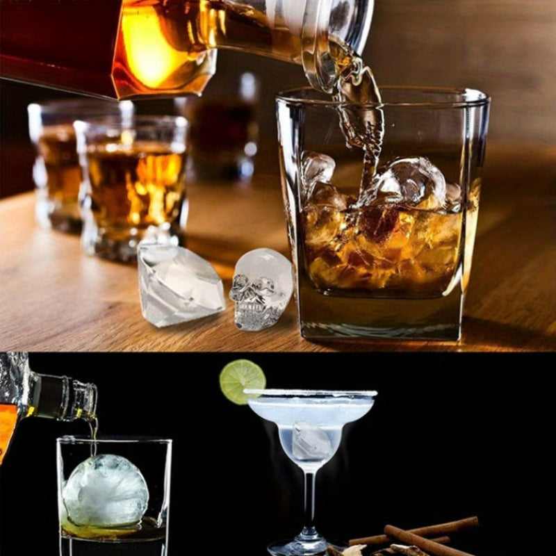 Silicone Ice Tray Mold for Whiskey Ice Balls Rose Diamond Skull Designs