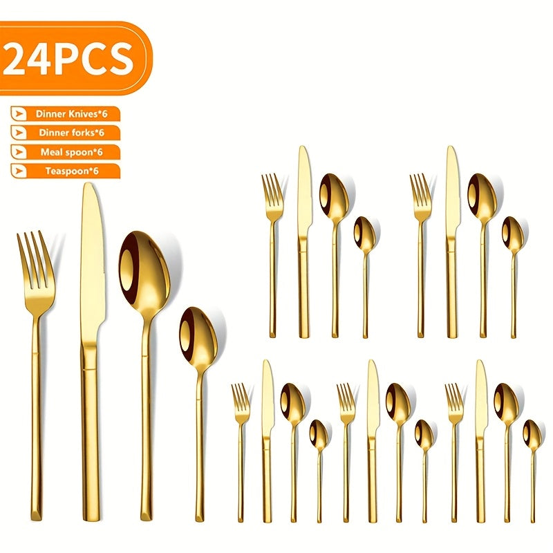 24-tilo rostlangan po'latdan yasalgan oshxona uchun pichoqli to'plam, idishga mos, uy oshxonasiga mos