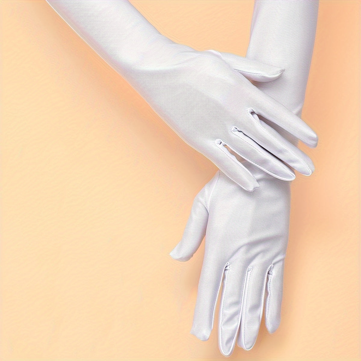 Black and White Elastic Long Gloves for Women Wedding Halloween Festival Party