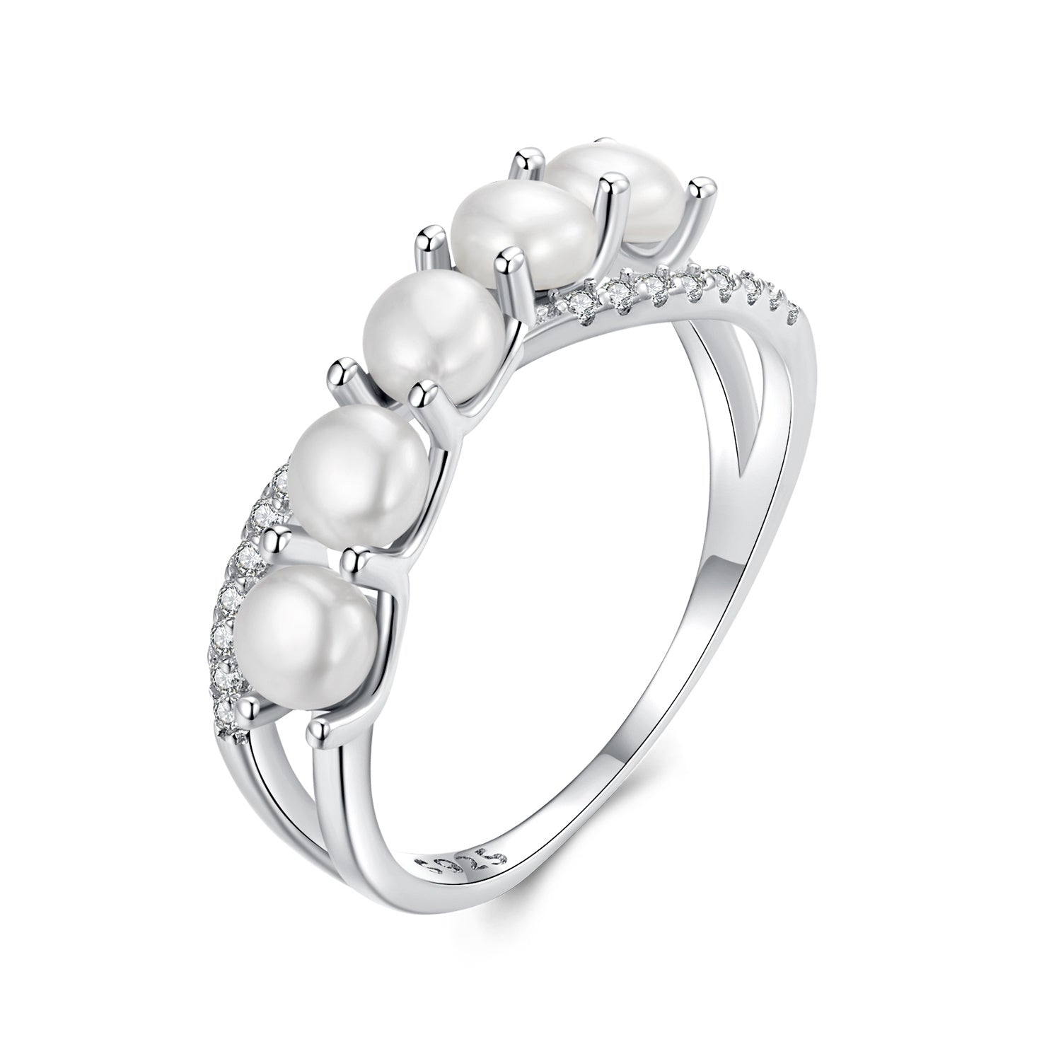 Women's Silver Anniversary Ring with Infinity Symbol and Freshwater Pearls