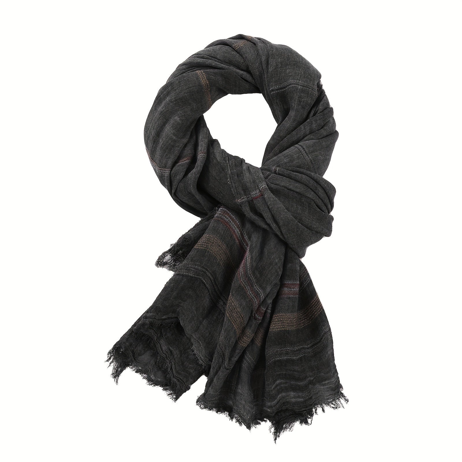 Lightweight Rayon-Linen Men's Scarf with Stripes for Fall and Winter