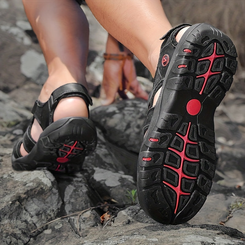 Men's Cowhide Leather Sandals with Thick Rubber Sole Casual Outdoor