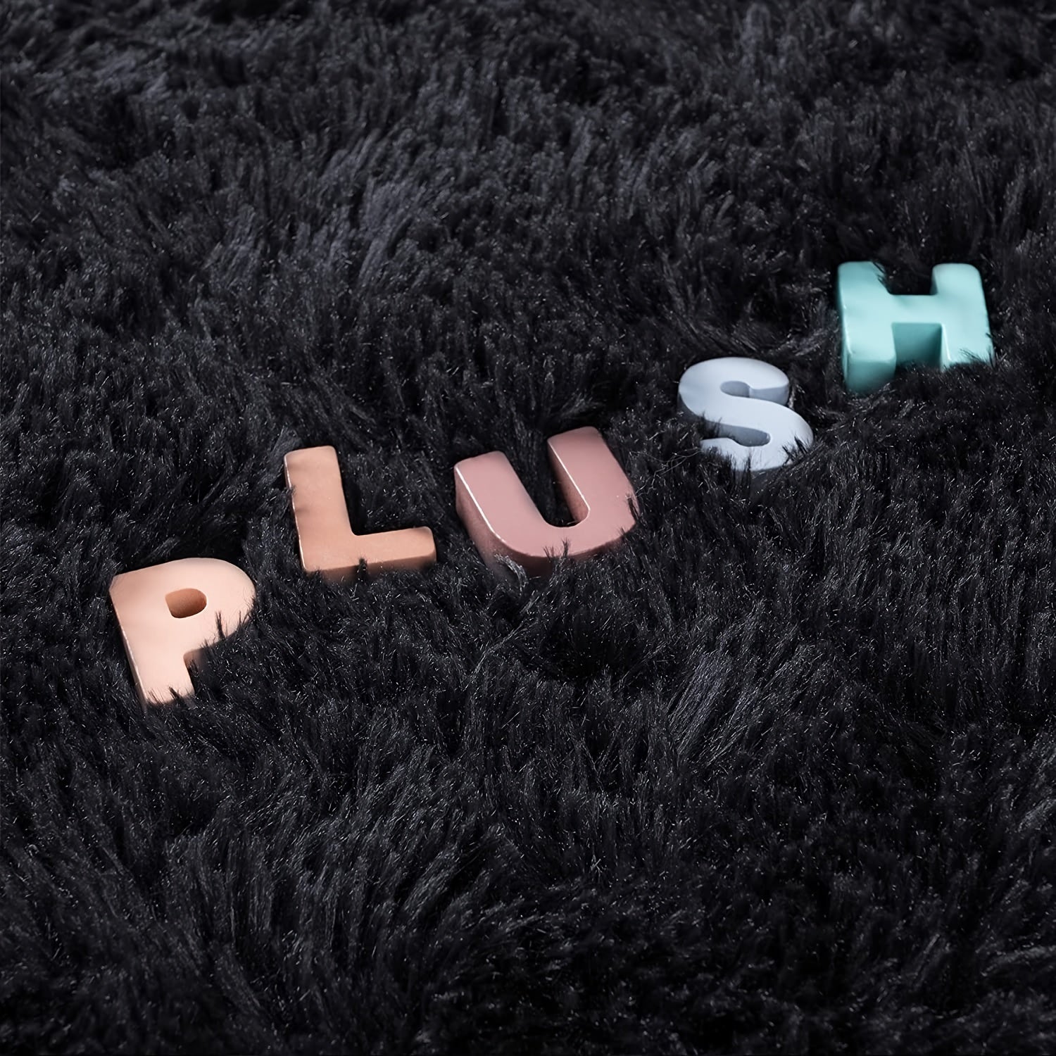 Black Shag Area Rug 1 Piece Soft Cozy Home Decor for Bedroom Living Room Outdoor