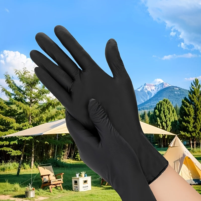 Guantes desechables de nitrilo negros, impermeables, para limpieza doméstica