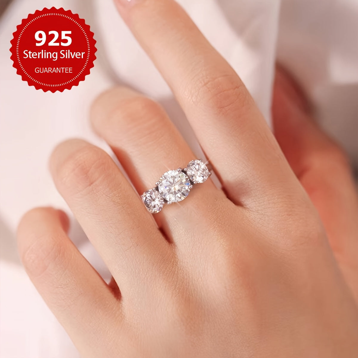 2CT Moissanite Eternity Ring for Women Hypoallergenic Sterling Silver Engagement Wedding Promise Jewelry