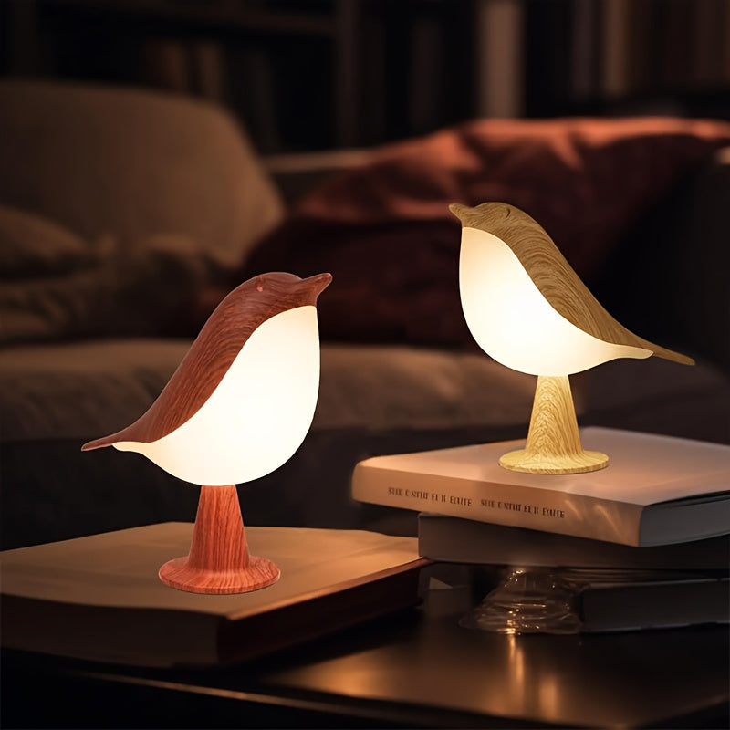 LED Night Light Table Lamp with Touch Control 3 Color Temperatures Dimmable Night Light Plastic Maple