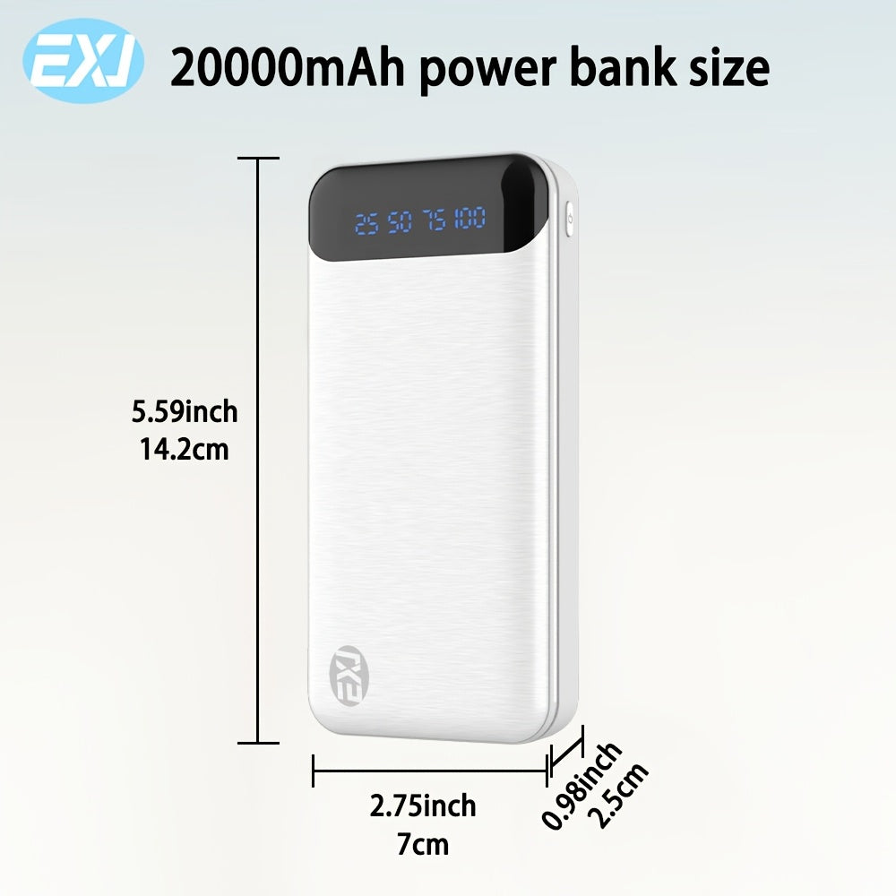 LED displeyli 20000mAh quvvat banki USB Type-C Micro kirish portativ zaryadlovchi iOS Android uchun