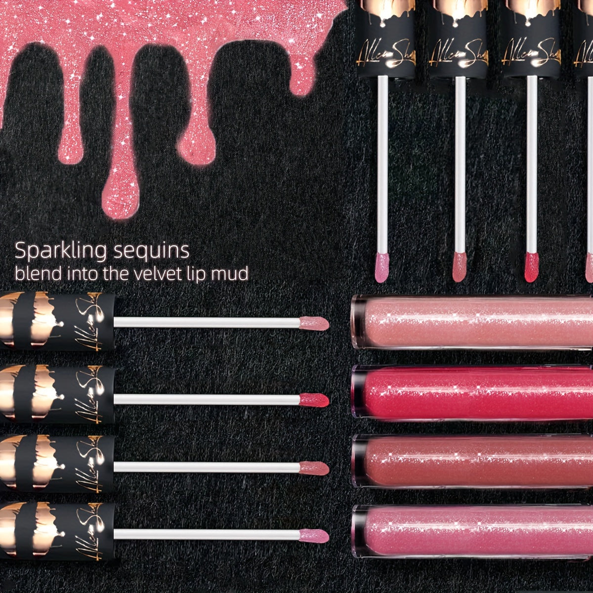 Liquid Lipstick Matte Glitter Waterproof Long-Lasting 12 Colors