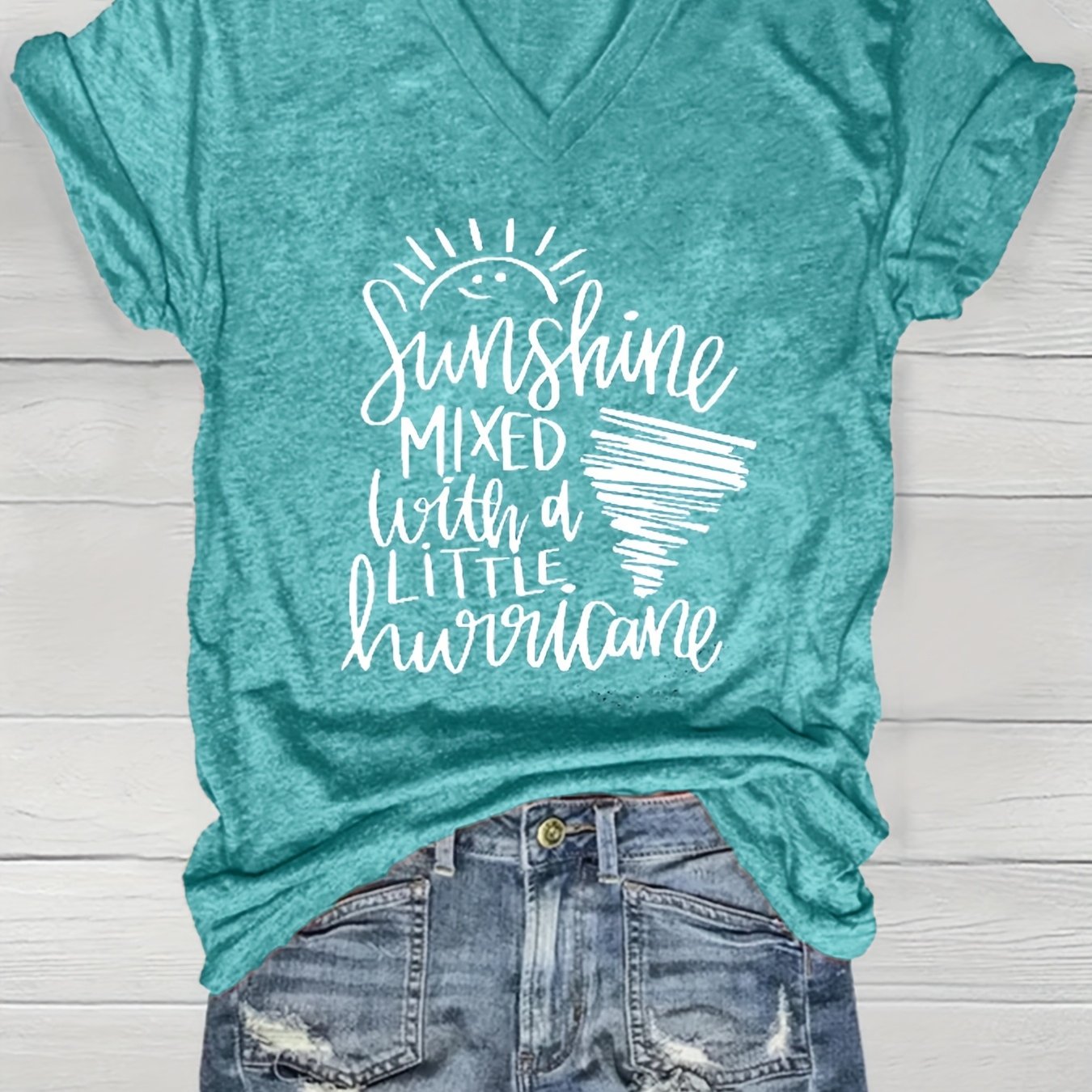 Women's Heather Gray V-Neck Short Sleeve T-Shirt Relaxed Fit Summer Top