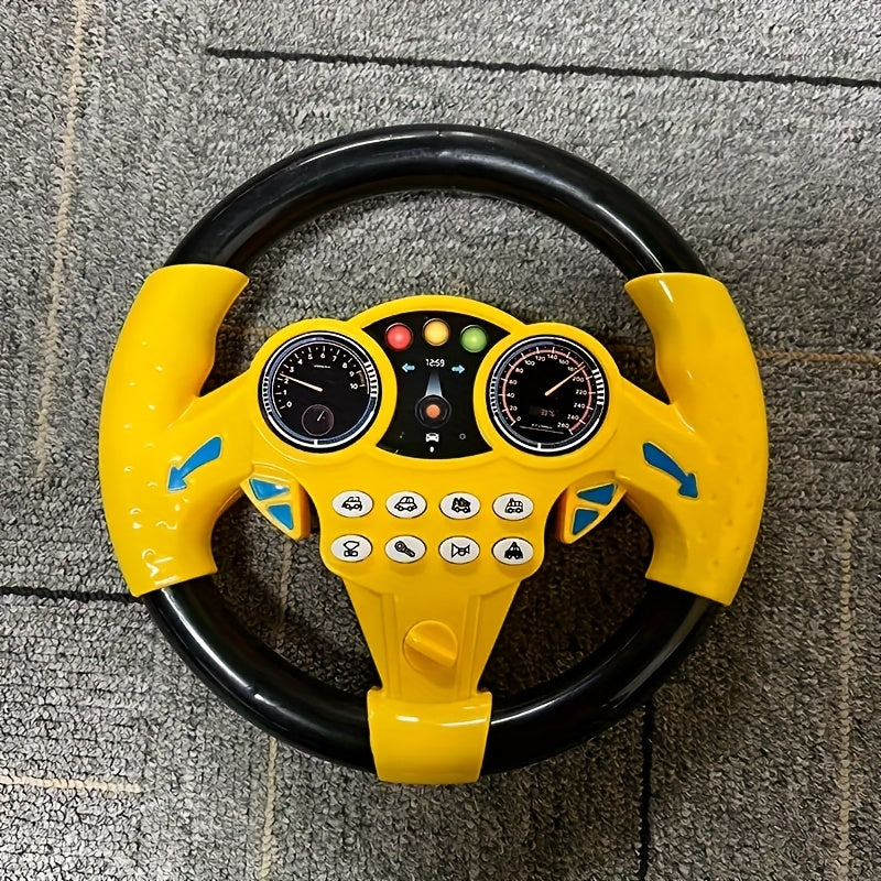 Toy Steering Wheel for Kids 3+ ABS Resin Battery-Free Educational Toy in Yellow and Pink