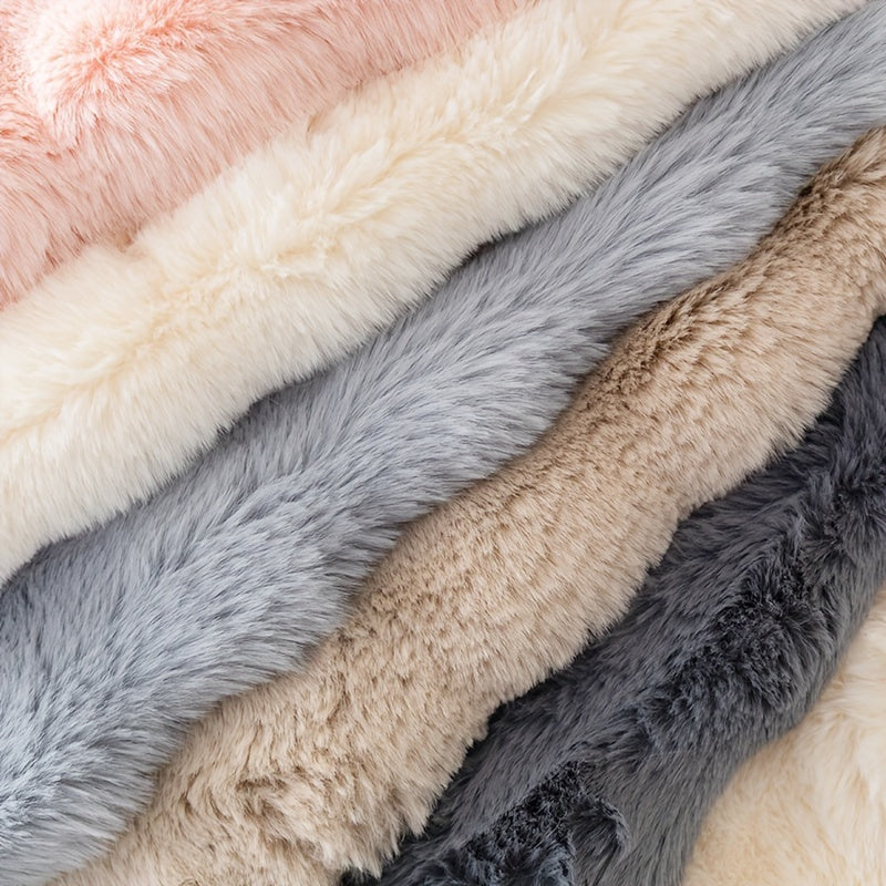 Набор защитных чехлов для диванов из искусственного кроличьего меха на 2/3/4 места, нескользящие, моющиеся в машине, серый