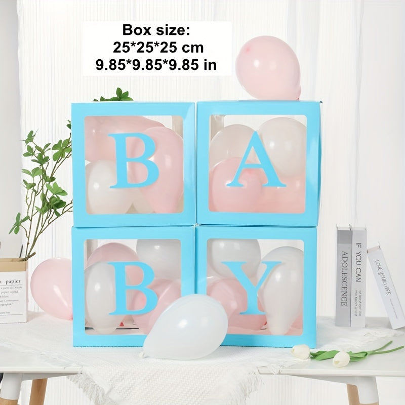 Baby Gift Box Set 4 Pieces with Baby Letters for Birthday and Gender Reveal Decorations