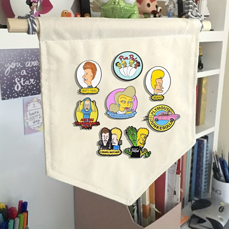 8 ta multfilm broochlar to'plami, kiyim va sumkalar uchun kreativ pinlar