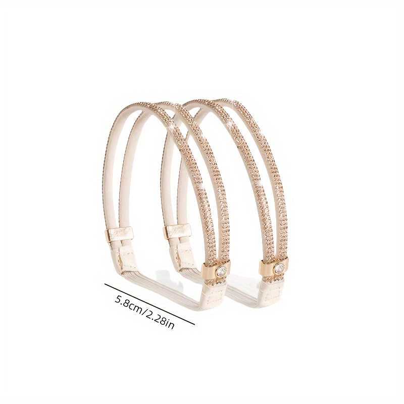 Women Rhinestone Elastic Shoe Straps - No-Tie, Non-Slip, Multi-Color