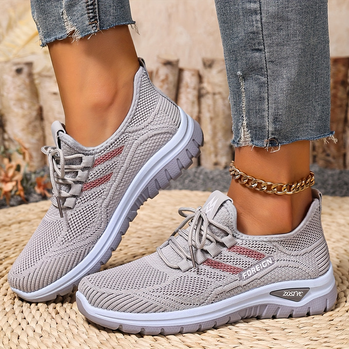 Women Plus Size Breathable Mesh Sneakers Lightweight Running Shoes White Pink
