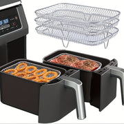 304 Stainless Steel 3-Tier Air Fryer Rack Dehydrator Stand Food Safe Kitchen Accessory