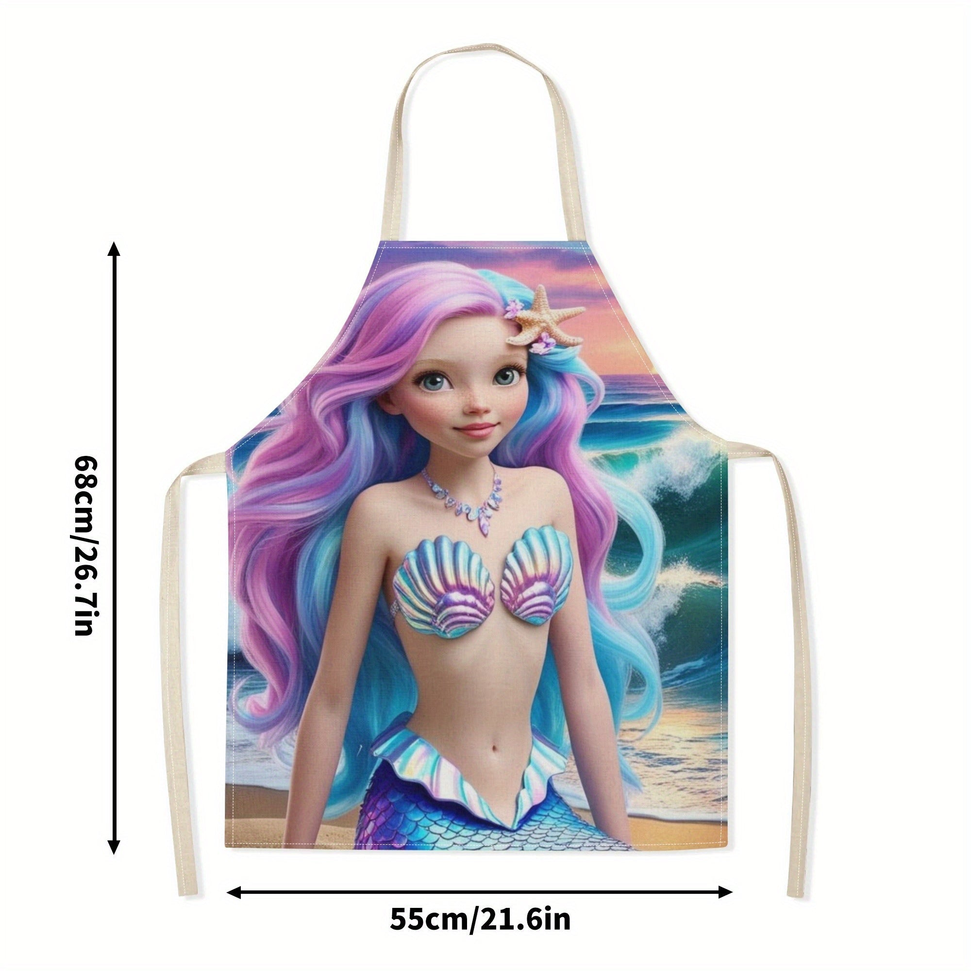 Waterproof Mermaid Apron for Kitchen Cooking Restaurant Hotel Use