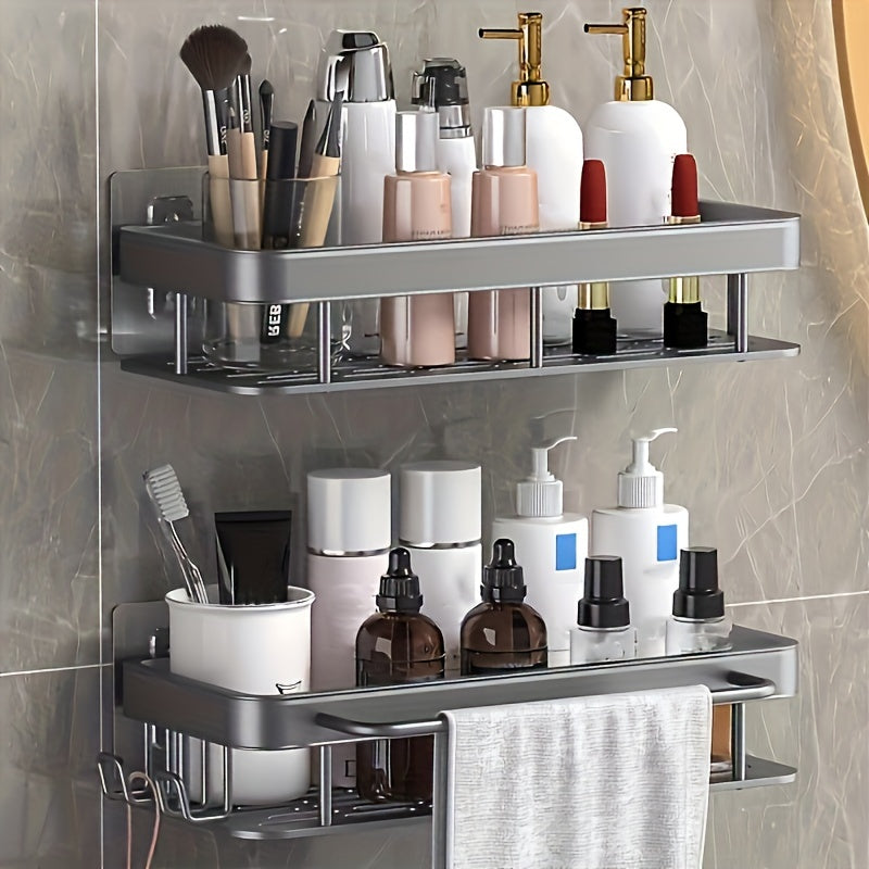 Rustproof Metal Shower Caddy Holds Two Bottles No Drilling Bathroom Organizer