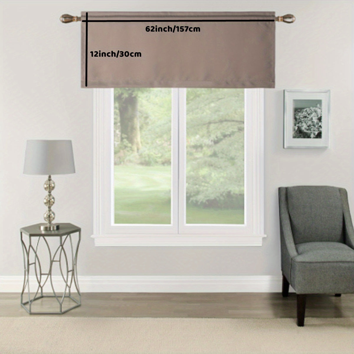 Solid Rod Pocket Valance Curtain with Rod Cover for Kitchen Bedroom Bathroom