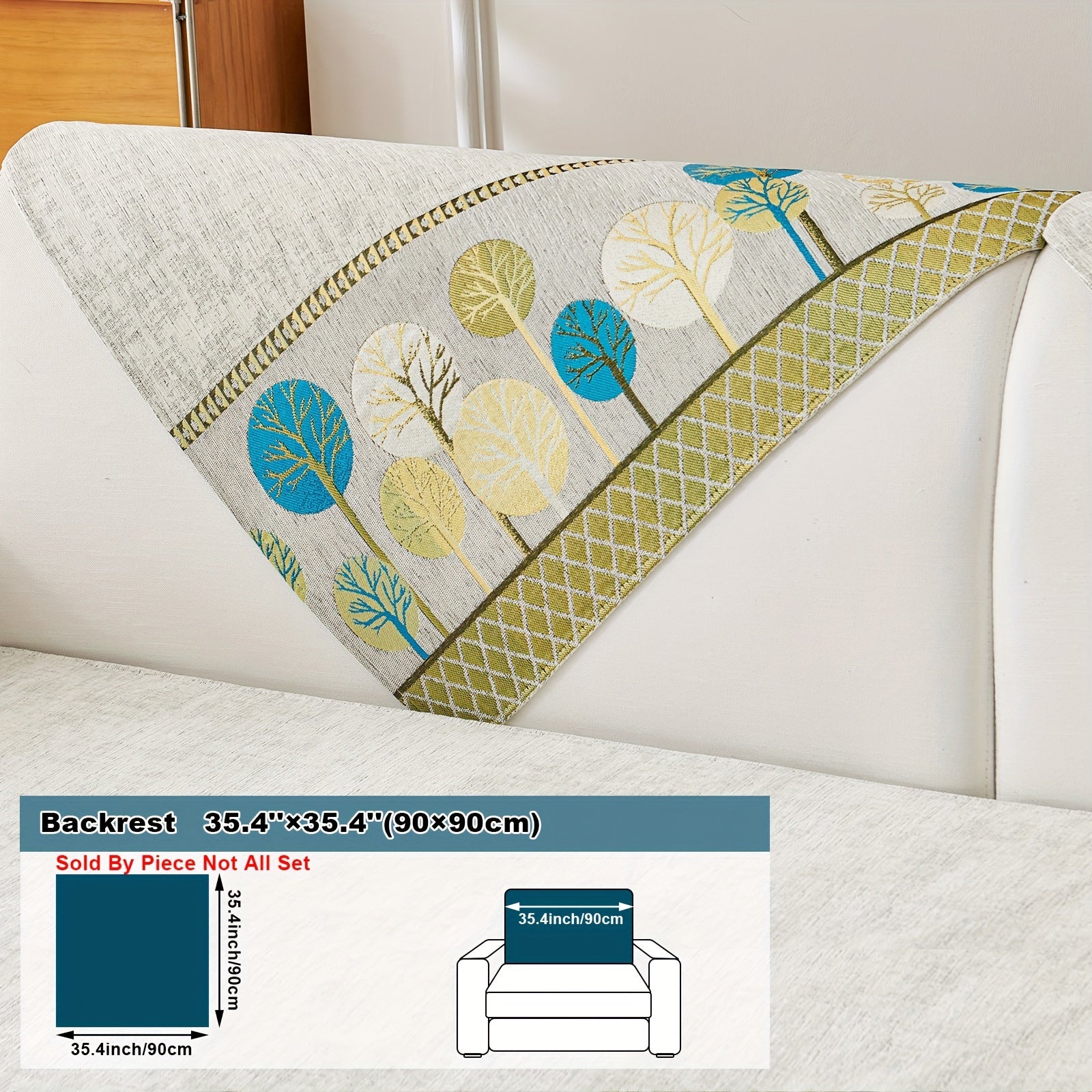 Boho Style Sofa Cushion with Moon and Tree Design Chenille All-Season Pet-Friendly Soft Modern