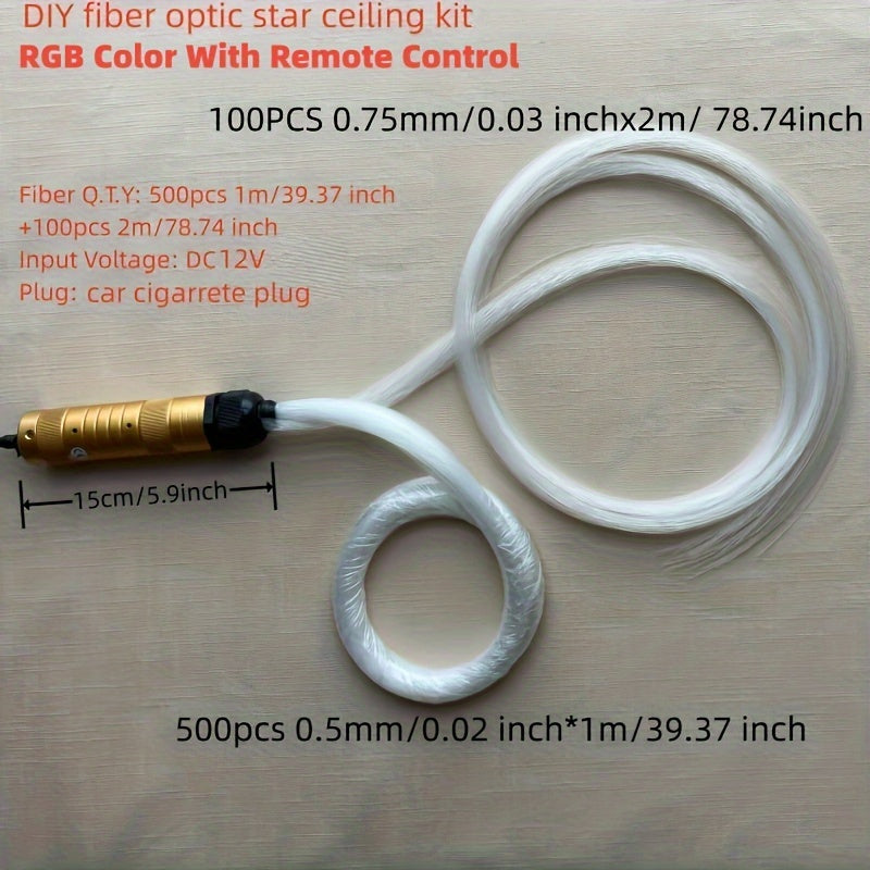 500pcs Fiber Optic Star Ceiling Kit for Car Roof Interior Lighting Wireless App Control