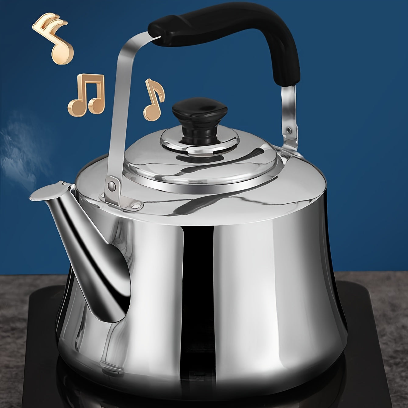 Stainless Steel Whistling Kettle Large Capacity for Gas Stove Induction Outdoor