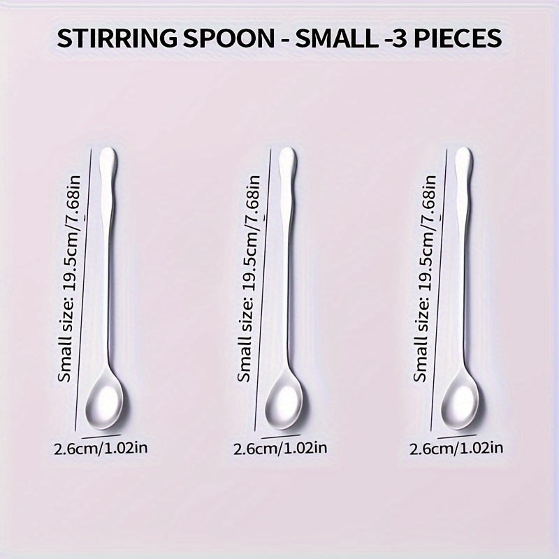 Set of 3 or 6 Long Handle Coffee Stirring Spoons Mini Espresso Spoons