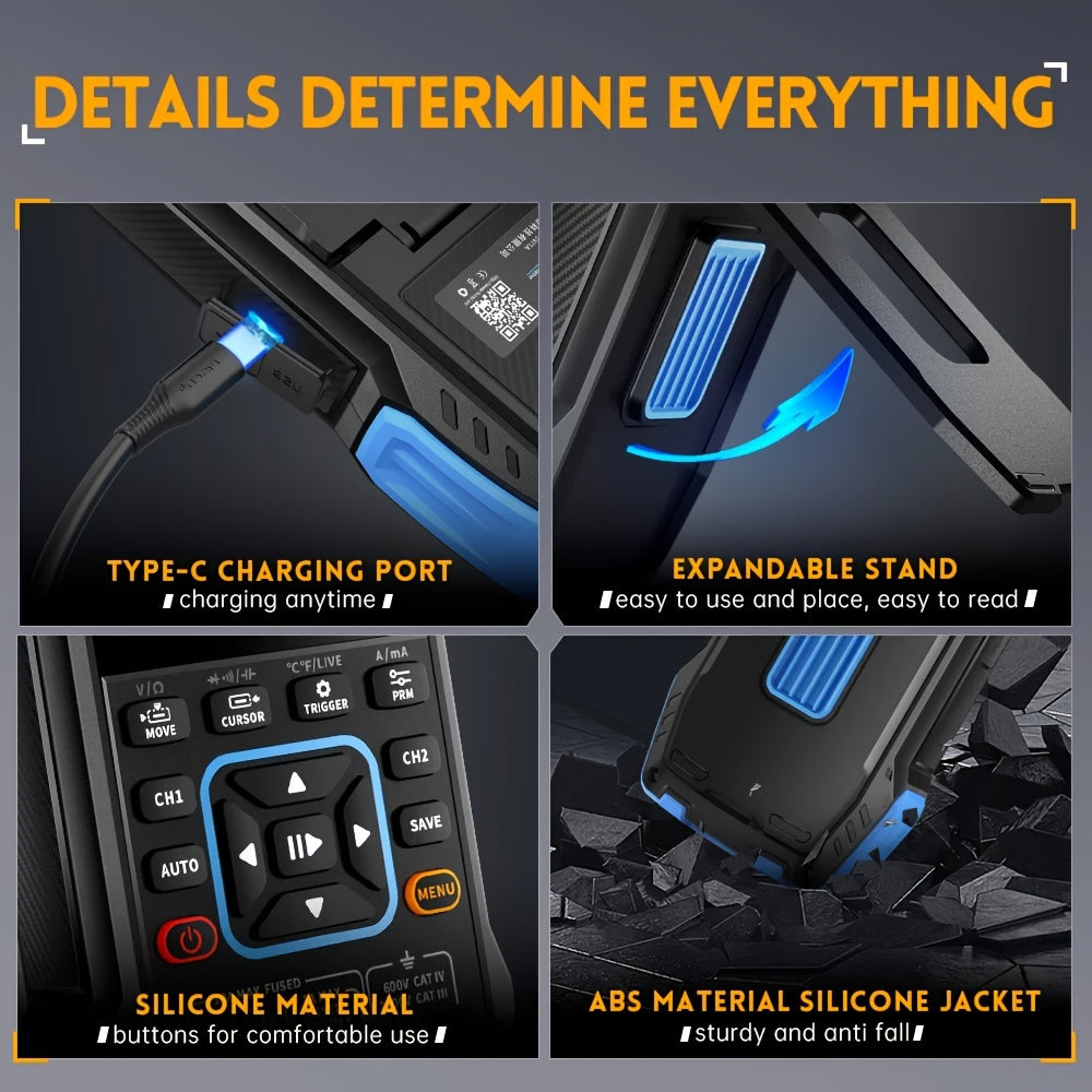 Handheld Digital Oscilloscope Multimeter with Signal Generator Dual-Track 10MHz 50Ms/S