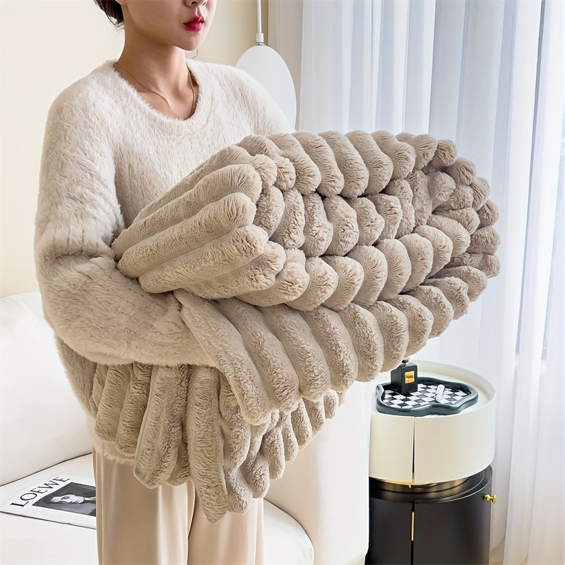 Contemporary Fleece Throw Blanket with Double-Layer Plush Soft Warm for Couch Bed Travel
