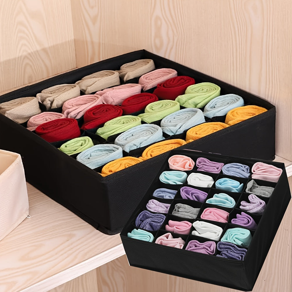 Drawer Organizer with 24 Grids Collapsible Closet Divider for Socks Underwear Ties