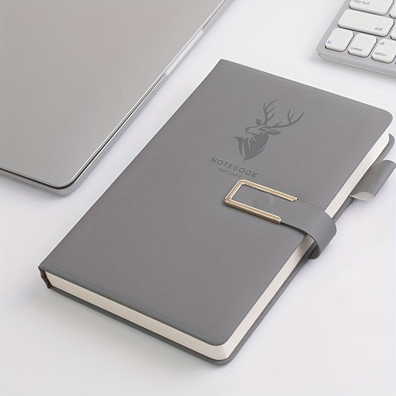 Faux Leather Notebook with Buckle Closure Waterproof Square Grid Pages A5 for Home Office Study