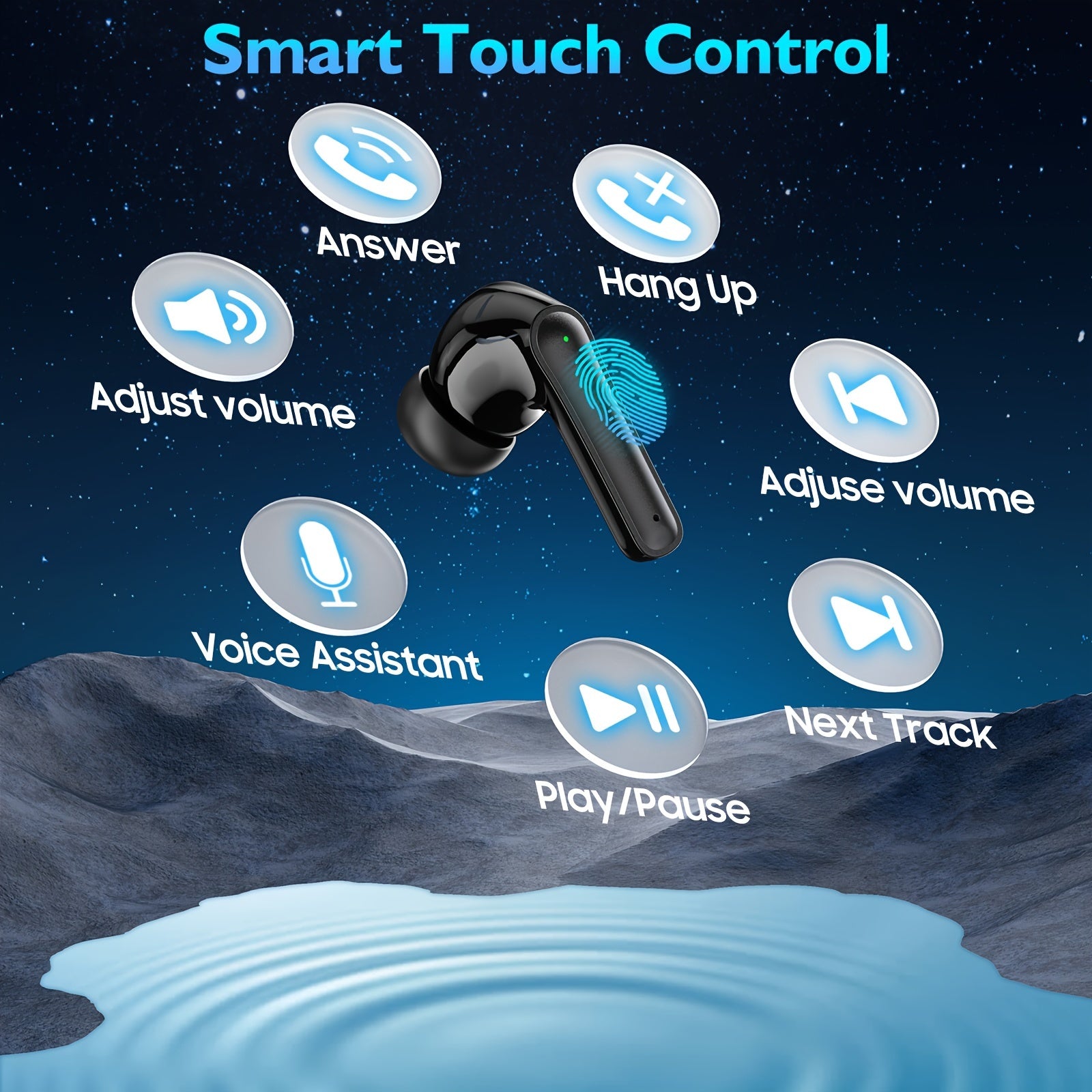 Tegishli boshqaruv, shovqinni kamaytiruvchi mikrofon, USB Type-C zaryadlash qutisi, 15 soat o'ynash vaqti, tez zaryad, 380mAh batareya, LED quvvat ko'rsatkichi bilan simsiz quloqchinlar. Sport, kattalar uchun ideal va mos keladi.