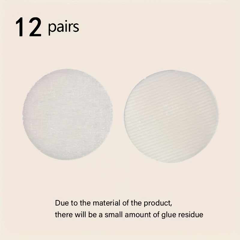 12 ta qora sehrli stikerlar to'plami - yostiq, divan qoplamalari va boshqalarni mahkamlash uchun doira shaklidagi yopishtiruvchi va halqa tezkor bog'lovchilar - yuvish uchun qulay