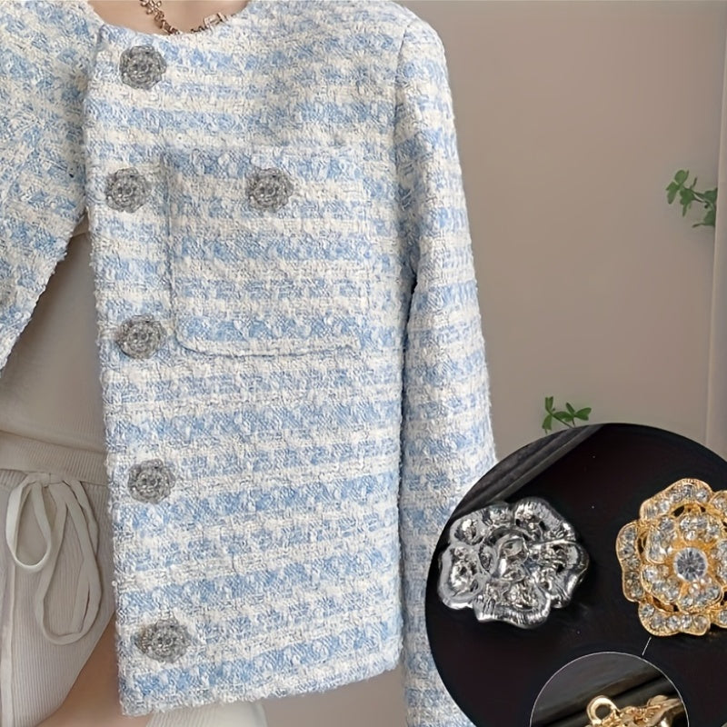 Набор из 3 цветочных брошь-булавок в форме розы с украшениями из бриллиантов, винтажные украшения из сплава