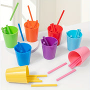 Palitos de conteo de arcoíris de madera en tazas coloridas para aprendizaje temprano juguete educativo