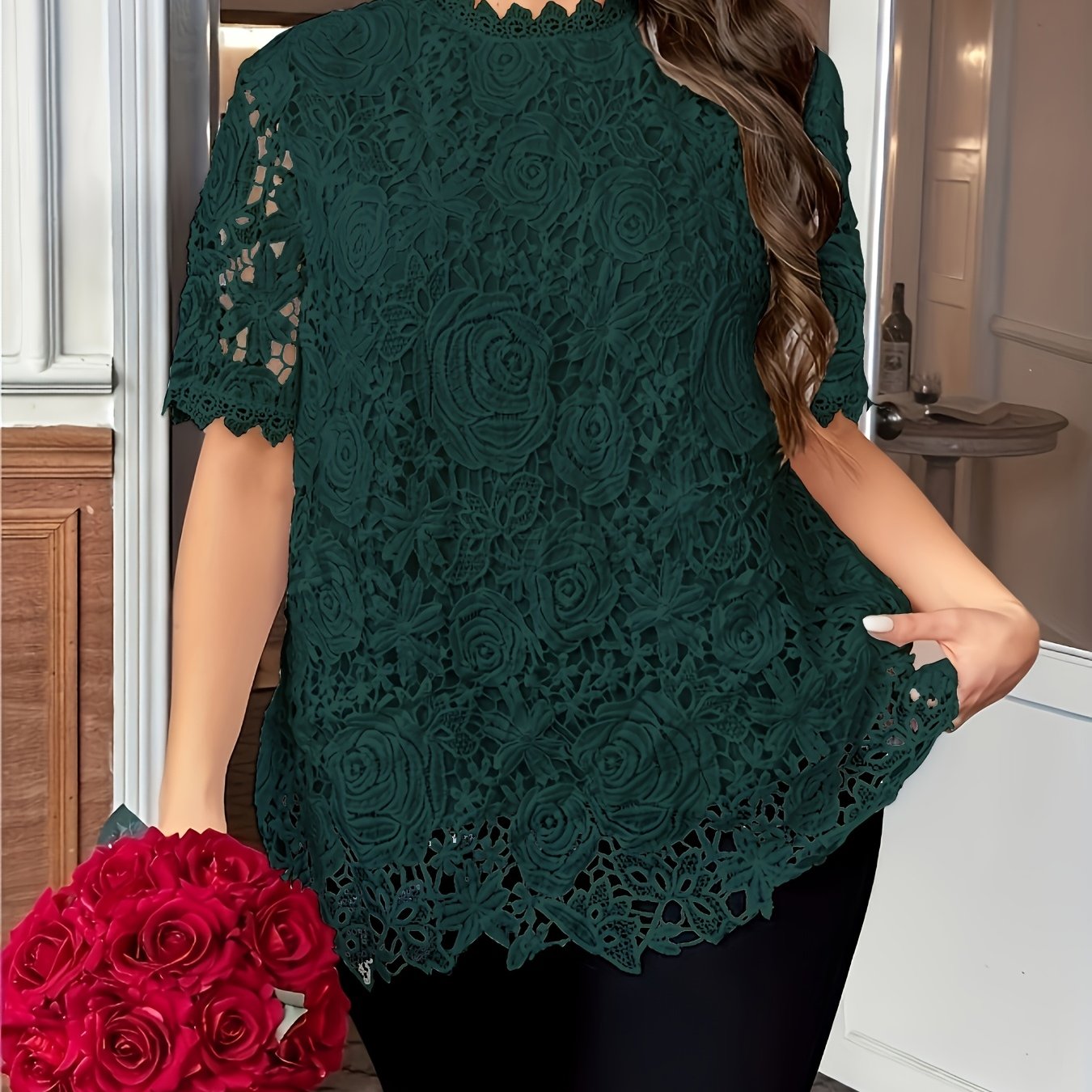 Plus o'lcham ayollar uchun korsetli tasmali orqa tugma old kiyim, yengil, yarim shaffof top