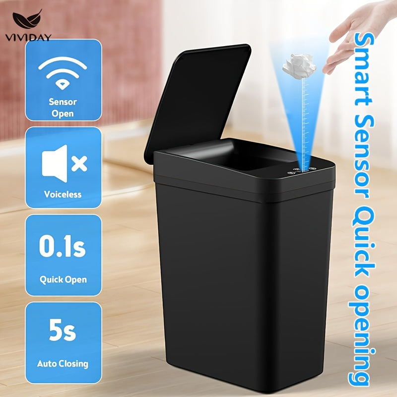 10L Smart-Sensing Trash Can with Lid Touchless Operation for Home Office Bathroom