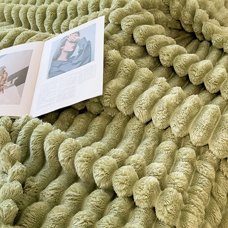 Cozy Flannel Throw Blanket for Couch Bed or Lounge Hypoallergenic Stylish Striped