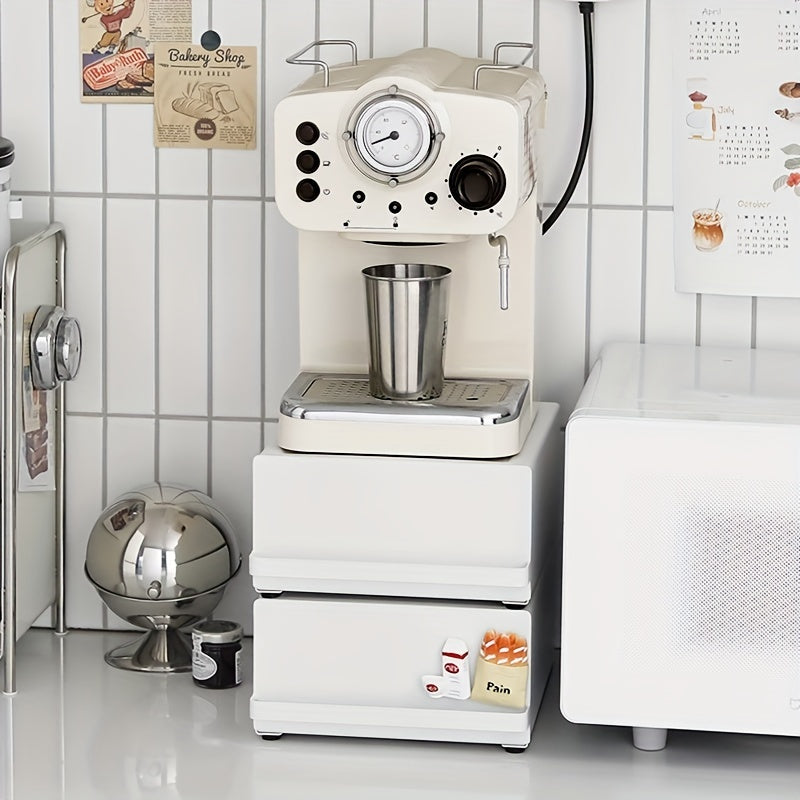 Caja de almacenamiento de encimera de metal con cajón para organizador de café y té de cocina