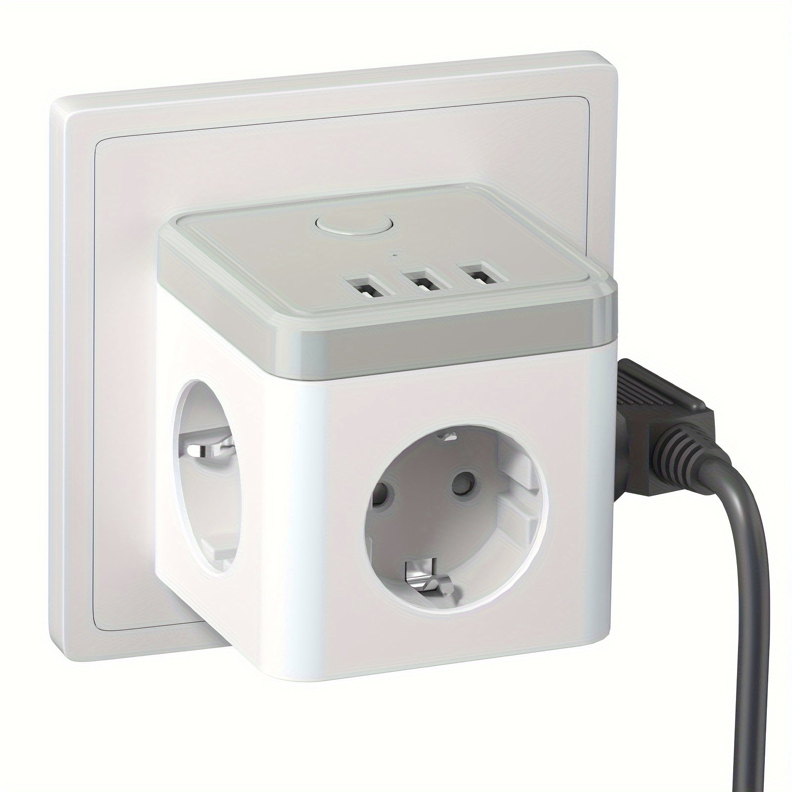 6-in-1 Power Strip Cube Outlet with 3 USB Ports Surge Protection 2500W for Home Office Travel