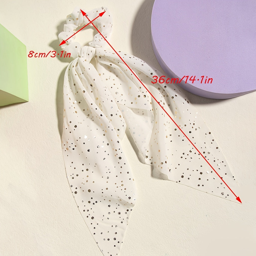 Women’s Satin Hair Scrunchies Set with Polka Dot Scarves and Bowknot Hair Bands