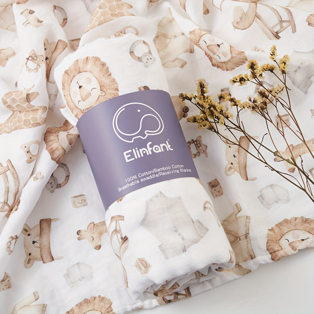 Bamboo Cotton Muslin Swaddle Blanket Digital Print for Newborn Babies 1 Piece