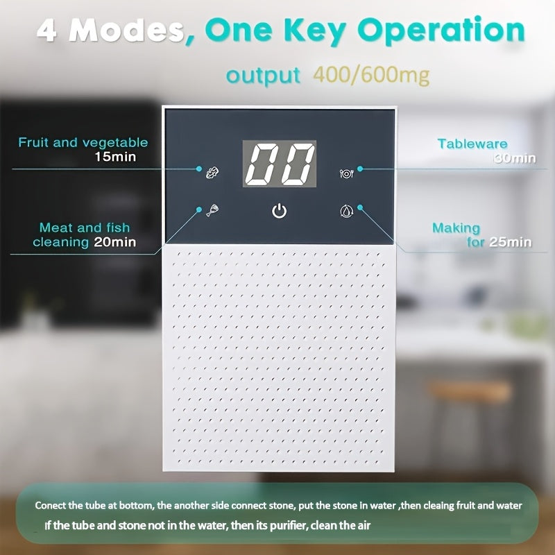 Compact portable fruit vegetable washer purifies preserves removes pesticides wall-mountable